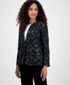 Kasper Women's Metallic Jacquard Collarless Jacket, Regular And Petite Sizes In Black
