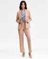 Kasper Peak Lapel Blazer V Neck Top Faux Fly Pants In Pink