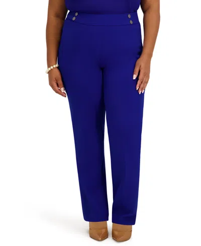 Kasper Women's Mid-rise Pull-on Extend Tab Trousers In Blue