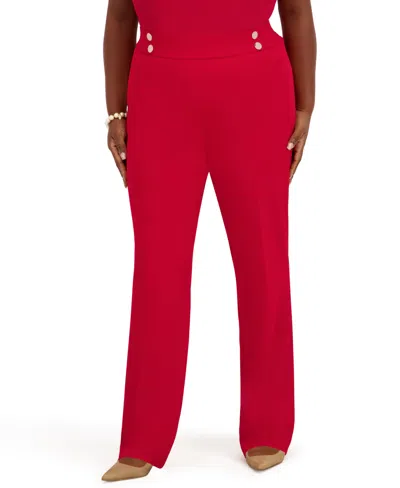 Kasper Women's Mid-rise Pull-on Extend Tab Trousers In Red