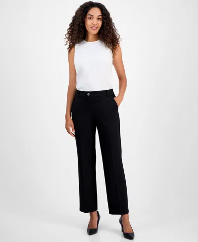 Kasper Women's Mid-rise Pull-on Straight-leg Pants, Regular & Petite In Black