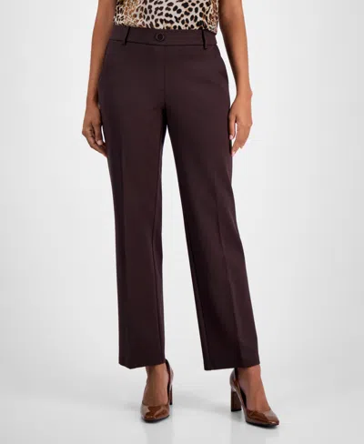 Kasper Women's Mid-rise Pull-on Straight-leg Pants, Regular & Petite In Brown