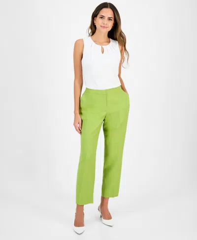 Kasper Women's Mid-rise Straight-leg Ankle Pants, Regular & Petite In Kiwi