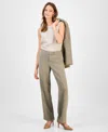 Kasper Women's Mid Rise Straight Leg Pants, Regular & Petite In Burgundy
