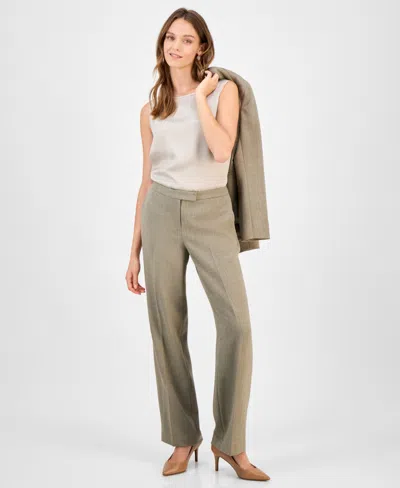 Kasper Women's Mid Rise Straight Leg Pants, Regular & Petite In Burgundy