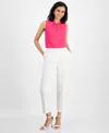Kasper Women's Textured Fly-front Elastic-back Ankle Pants, Regular & Petite Sizes In Lily White