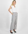 Kasper Women's Mid-rise Wide-leg Extended-tab Pants, Regular & Petite In Lt Grey Heather Mlt