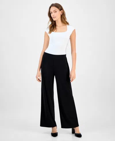 Kasper Women's Mid-rise Wide-leg Pull-on Pants In Black