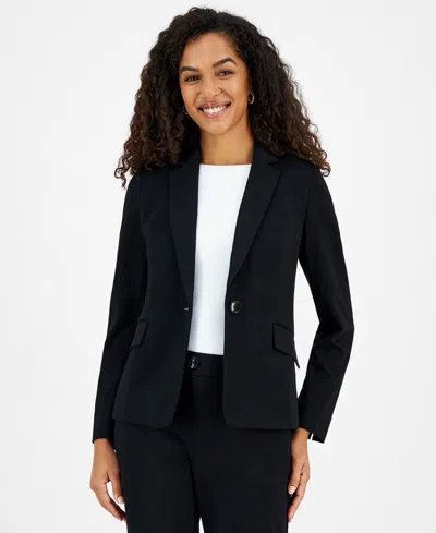 Kasper Petites Womens Office Formal One-button Blazer In Black