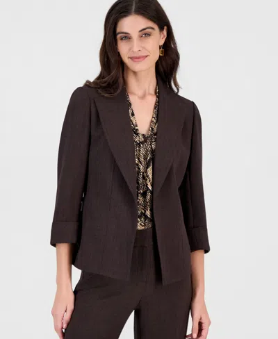 Kasper Women's Notch-collar Cuffed-sleeve Blazer In Rich Chocolate