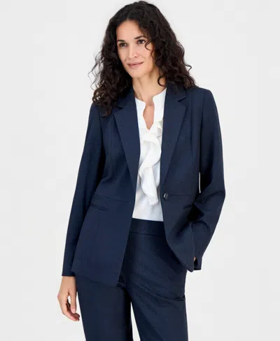 Kasper Women's Notch-collar Waist-seam Jacket In Blue