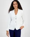Kasper Petite Notched Three-button Flap-pocket Blazer In Lily White