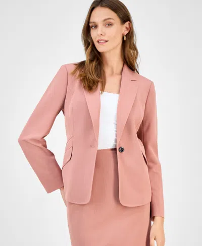 KASPER WOMEN'S ONE BUTTON NOTCHED COLLAR BLAZER, REGULAR & PETITE