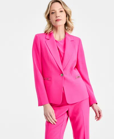Kasper Women's One-button Chain-trim Blazer In Pink