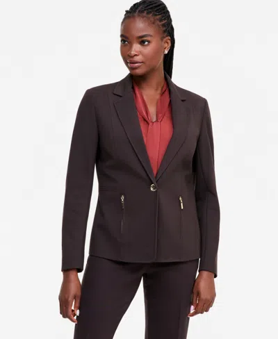 Kasper Women's One-button Notch Collar Blazer In Brown