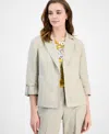 Kasper Women's Open-front Linen Blend 3/4-sleeve Jacket, Regular & Petite In Summer Straw
