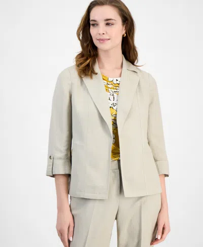 Kasper Women's Open-front Linen Blend 3/4-sleeve Jacket, Regular & Petite In Summer Straw