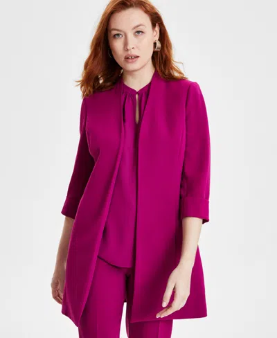 Kasper Petites Womens Pocket Polyester Open-front Blazer In Cerise