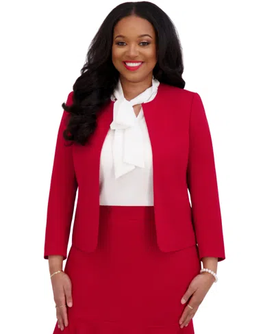 Kasper Women's Open-front Jacket, Regulaur & Plus Size In Crimson