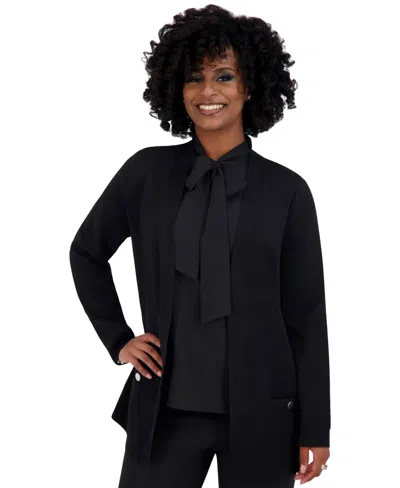 Kasper Women's Open-front Long-sleeve Cardigan In Blk