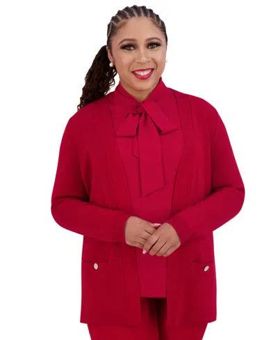 Kasper Women's Open-front Long-sleeve Cardigan In Crimson