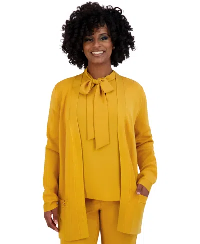 Kasper Women's Open-front Long-sleeve Cardigan In Gold