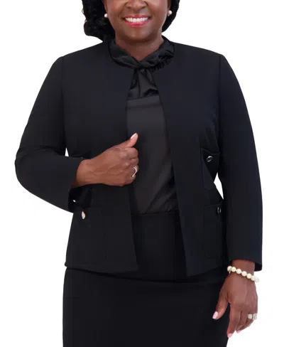 Kasper Women's Open-front Round-neck Blazer In Black