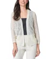 Kasper Women's Open-front Semi-sheer 3/4-sleeve Cardigan In Neutral