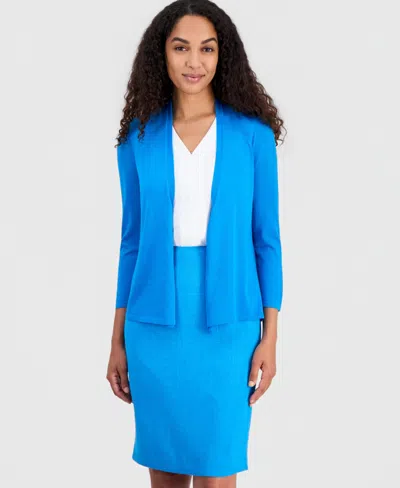 Kasper Women's Open-front 3/4-sleeve Cardigan In Blue