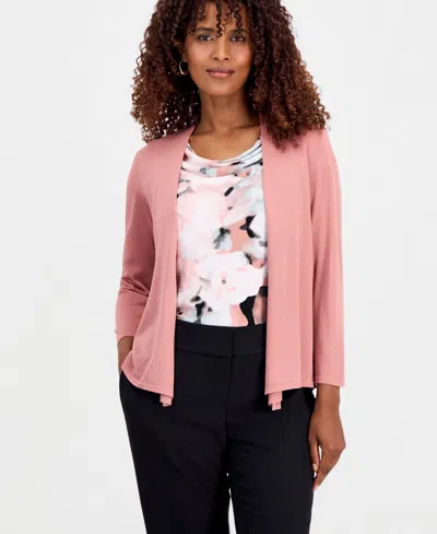Kasper Women's Open-front A-line Cardigan In Pink