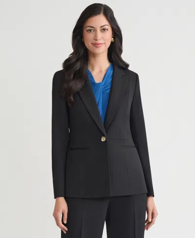 Kasper Women's Peak-lapel Peplum One-button Blazer, Regular & Petite In Black