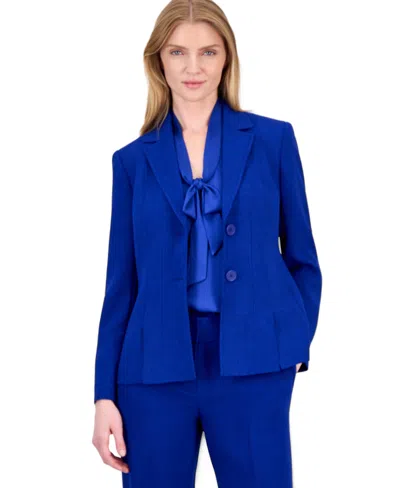 Kasper Women's Pebble Crepe Notch-collar Long-sleeve Blazer In Royal Signature