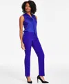 Kasper Women's Petite Stretch-crepe Straight-leg Pants In Royal Signature
