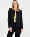 Kasper Women's Pinstripe Collarless Open-front Jacket In Black