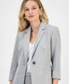 Kasper Women's Pinstriped One-button Blazer, Regular And Petite In Lt Grey Heather Multi