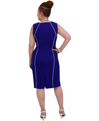 Kasper Women's Piped Sheath Dress, Regular & Plus Size In Royal Signature,white