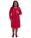 Kasper Women's Piping-trim Long Jacket, Regular & Plus Sizes In Crimson Cream