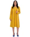 Kasper Women's Piping-trim Long Jacket, Regular & Plus Sizes In Gold Signature,royal Signature