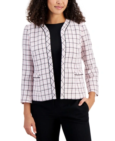 Kasper Women's Plaid Open-front Blazer In Tutu Pink Multi