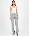 Kasper Women's Plaid-print Mid-rise Straight-leg Pants, Regular & Petite In Gray