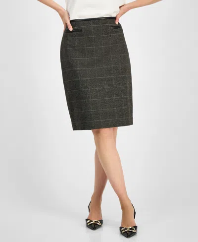 Kasper Women's Plaid-print Slim Pencil Skirt In Multi