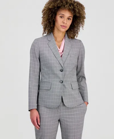Kasper Women's Plaid Two-button Blazer In Gray