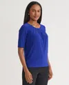 Kasper Women's Pleat Neck Knit Top, Regular & Petite In Blue