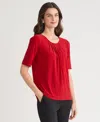 Kasper Women's Pleat Neck Knit Top, Regular & Petite In Red