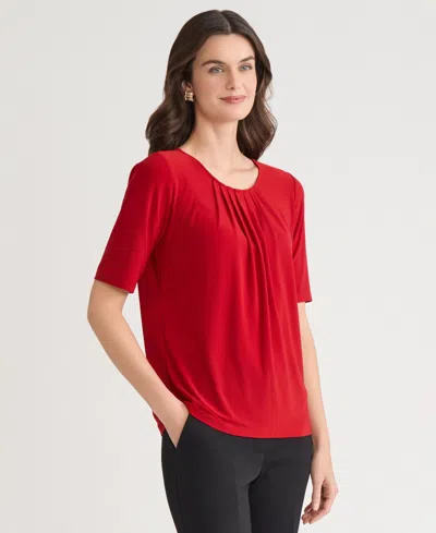 Kasper Women's Pleat Neck Knit Top, Regular & Petite In Red