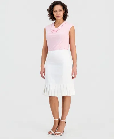 Kasper Women's Pleated-hem Midi Skirt In White