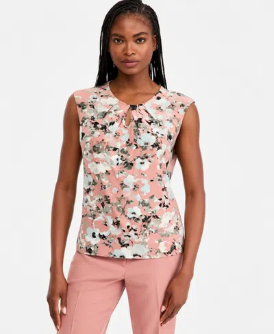 Kasper Women's Pleated Keyhole-neck Top In Pink