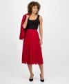 Kasper Women's Pleated Pull-on Skirt, Regular & Petite In Red