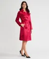 Kasper Women's Plus Size Button Closure Long Trench Jacket In Red