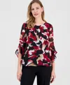Kasper Women's Printed 3/4-sleeve Blouse In Red